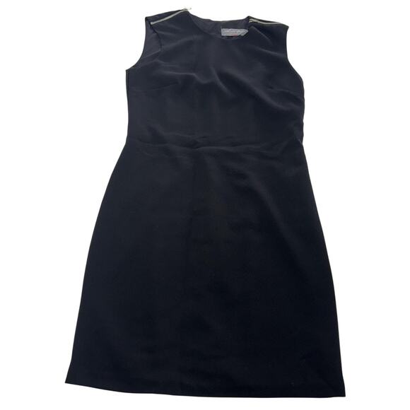 Hunter Dixon Dress Womens Small Black Sleeveless Sheath Made USA Zipper Detail - Picture 1 of 8